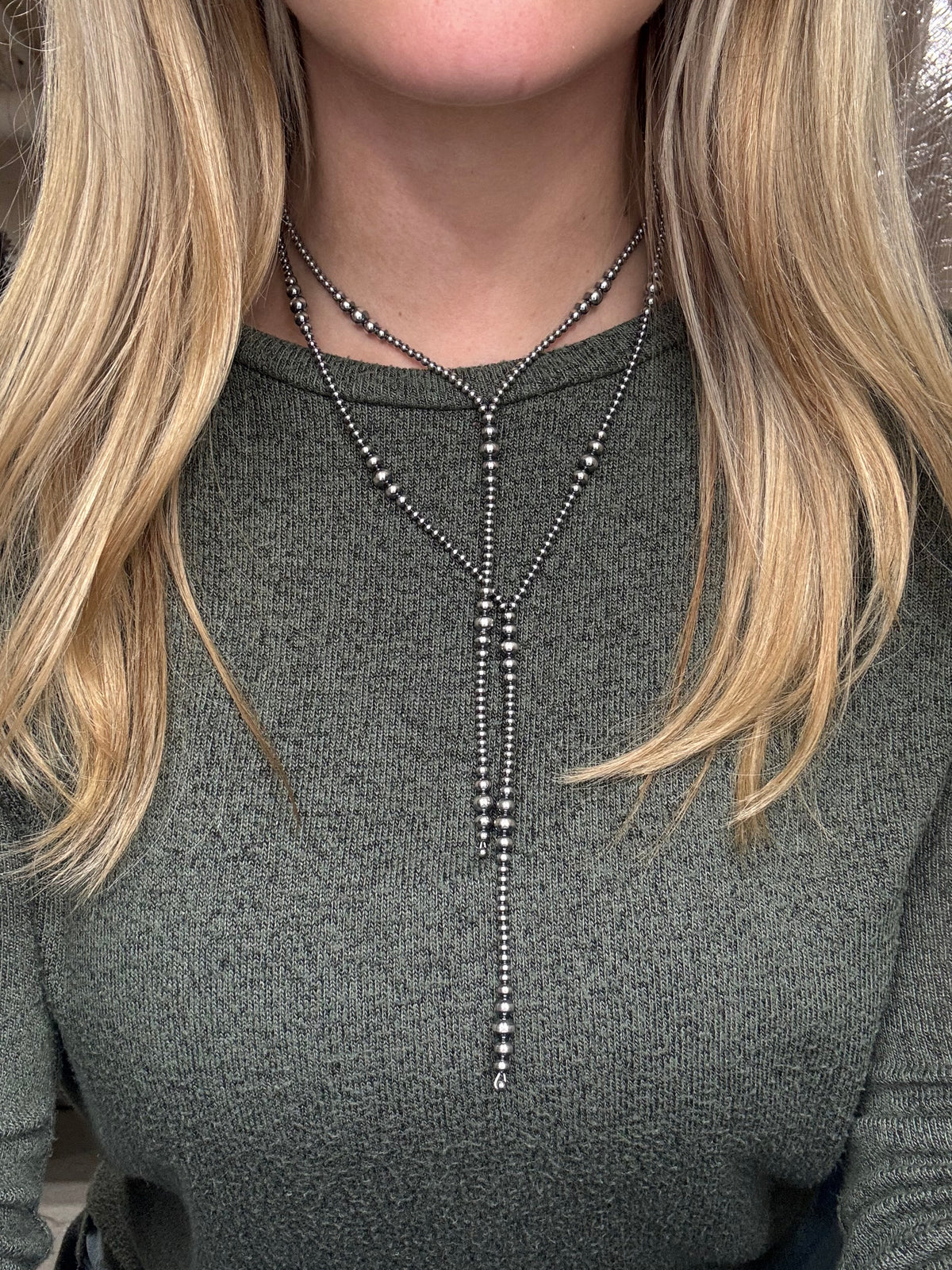 16” 3-6mm #911-27 Sterling Pearls Y Lariat Necklace