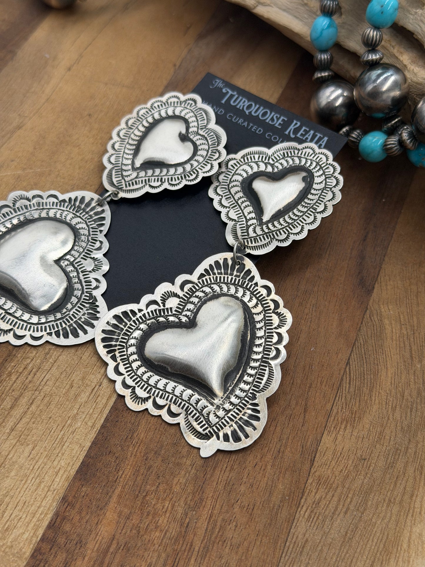 Heart Earrings #811-13 by Leander Tahe, Navajo