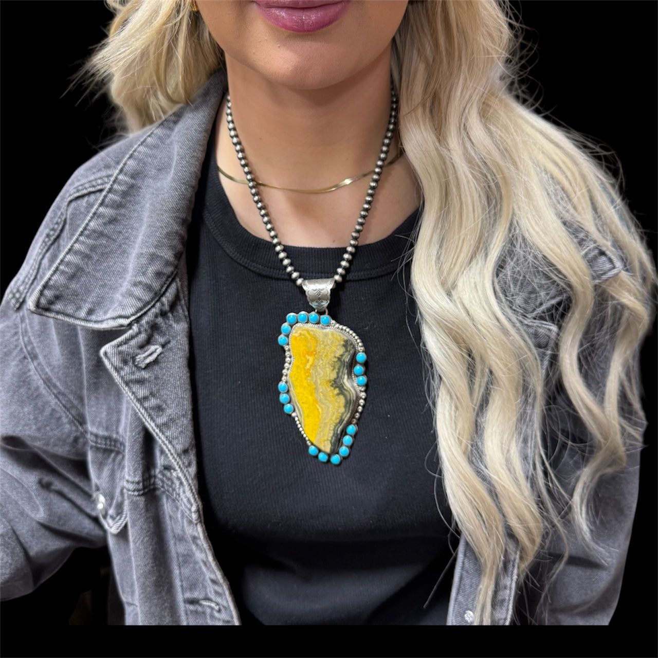 Bumble Bee Jasper Pendant by Ned Nez, Navajo