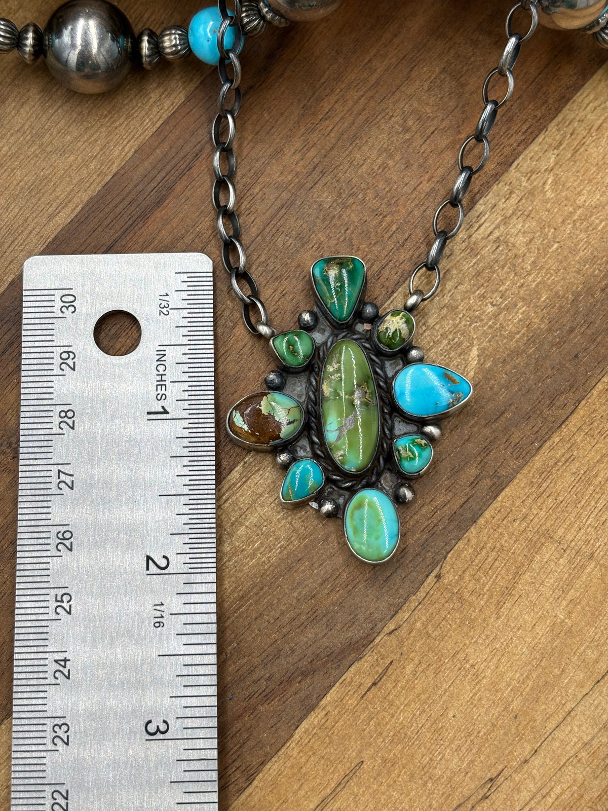 Sonoran Gold #917-54 Cluster Necklace by Wilson Dawes, Navajo