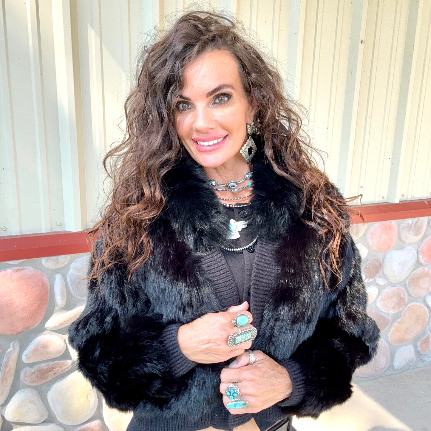 Midnight Luxe Fox and Rabbit Fur