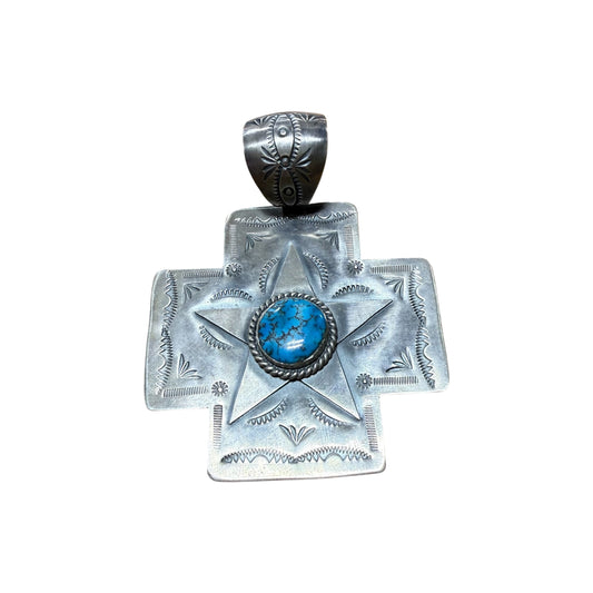 Cross Statement Pendant By Delbert Santos, Navajo