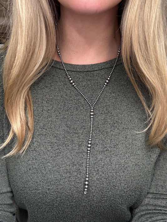 20” 3-6mm #911-28 Sterling Pearls Y Lariat Necklace