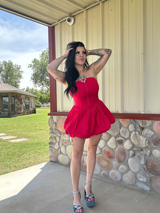 The Bindi Fuchsia Bubble Mini Dress