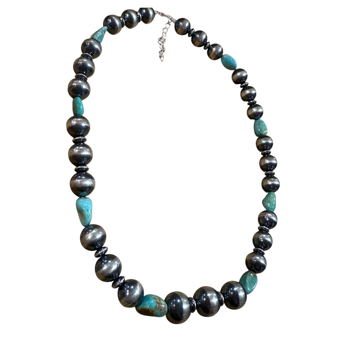 18" Red River Turquoise and Pearl Necklace