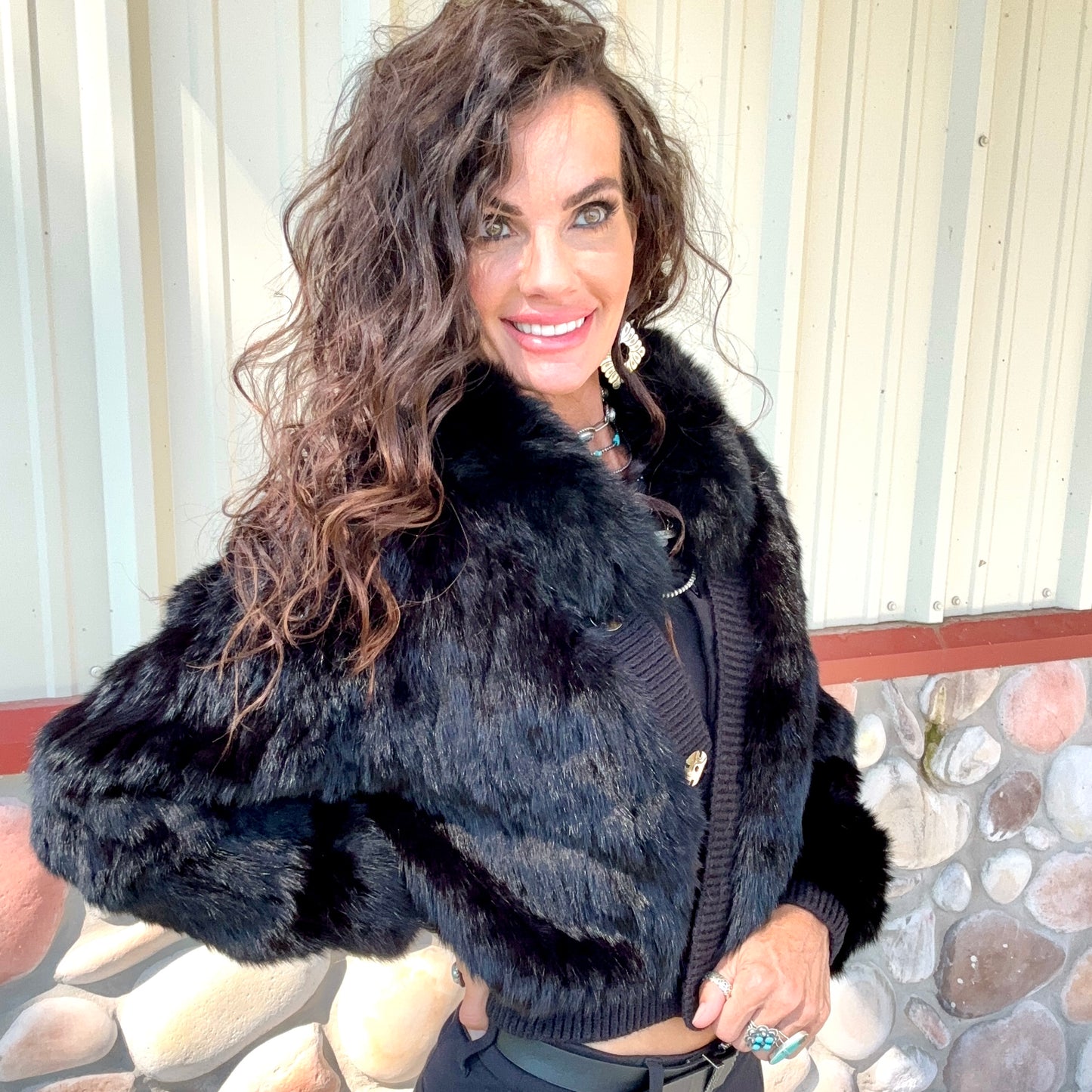 Midnight Luxe Fox and Rabbit Fur