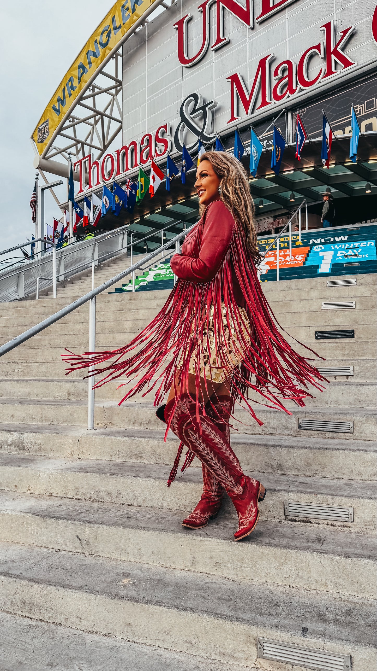 The Hannah Mae Red Fringe Leather Jacket (Regular & Plus Size)