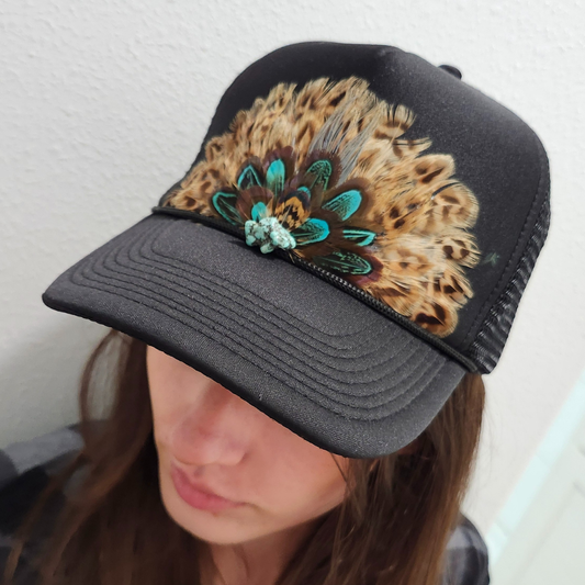Feather Trucker Hat BLACK