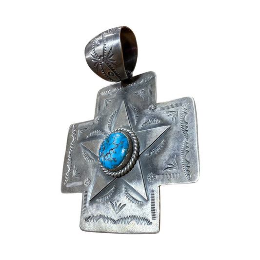 Cross Statement Pendant By Delbert Santos, Navajo
