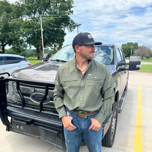 The Jacob Pearl Snap Men’s Shirt in Olive (Regular & Plus Sizes)