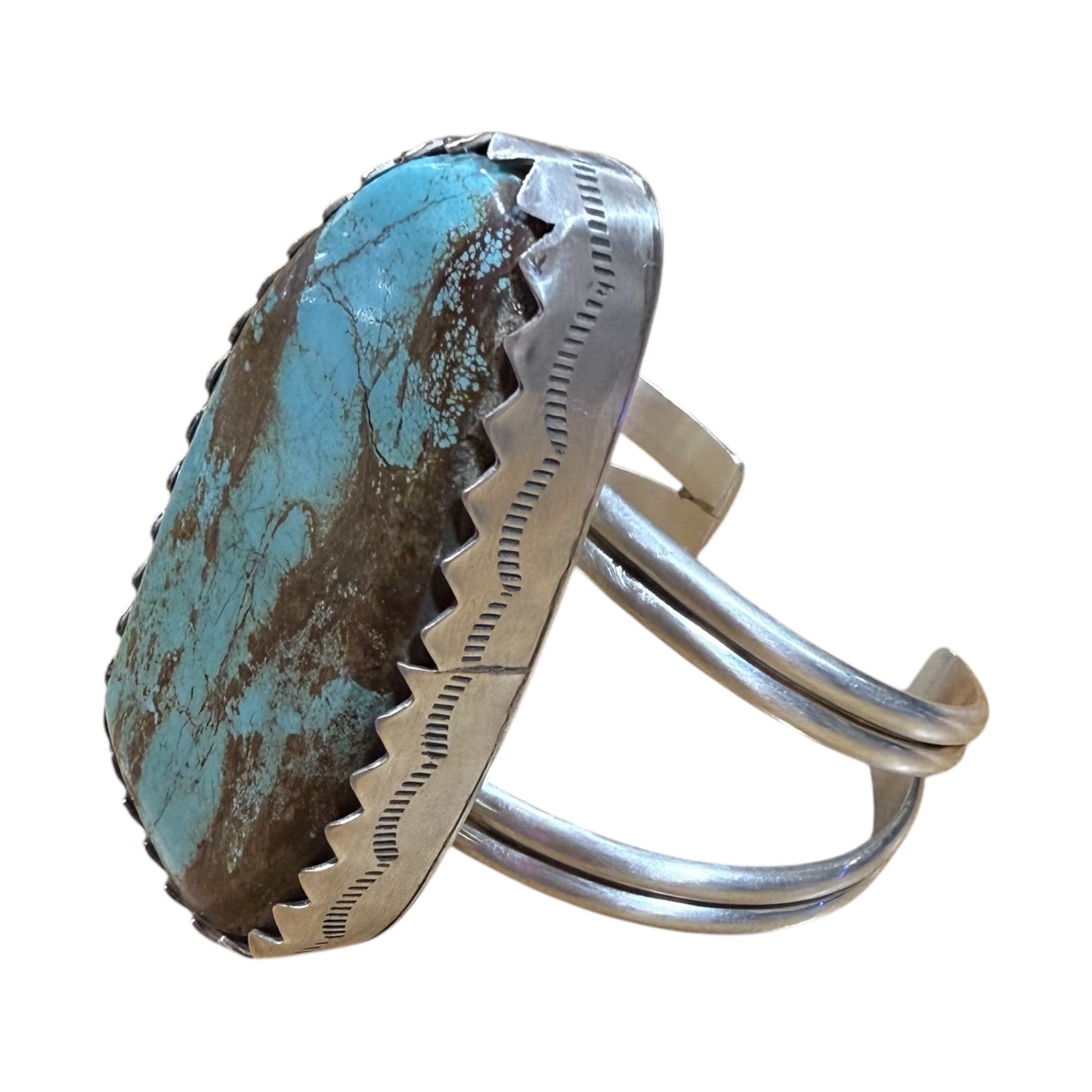 Turquoise Stone Statement Cuff by Danny Hinnio