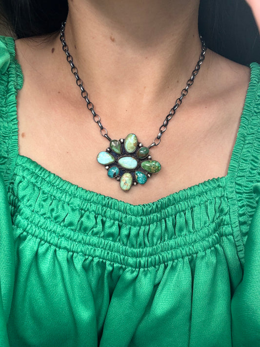 Sonoran Gold #917-53 Cluster Necklace by Wilson Dawes, Navajo