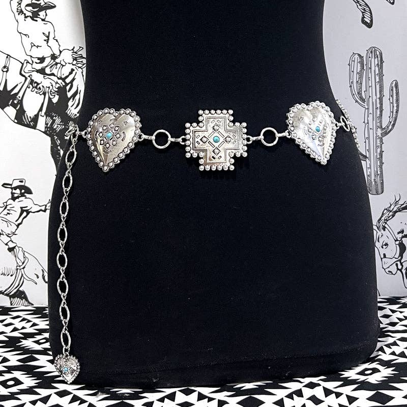 Heart & Cross Concho Belt
