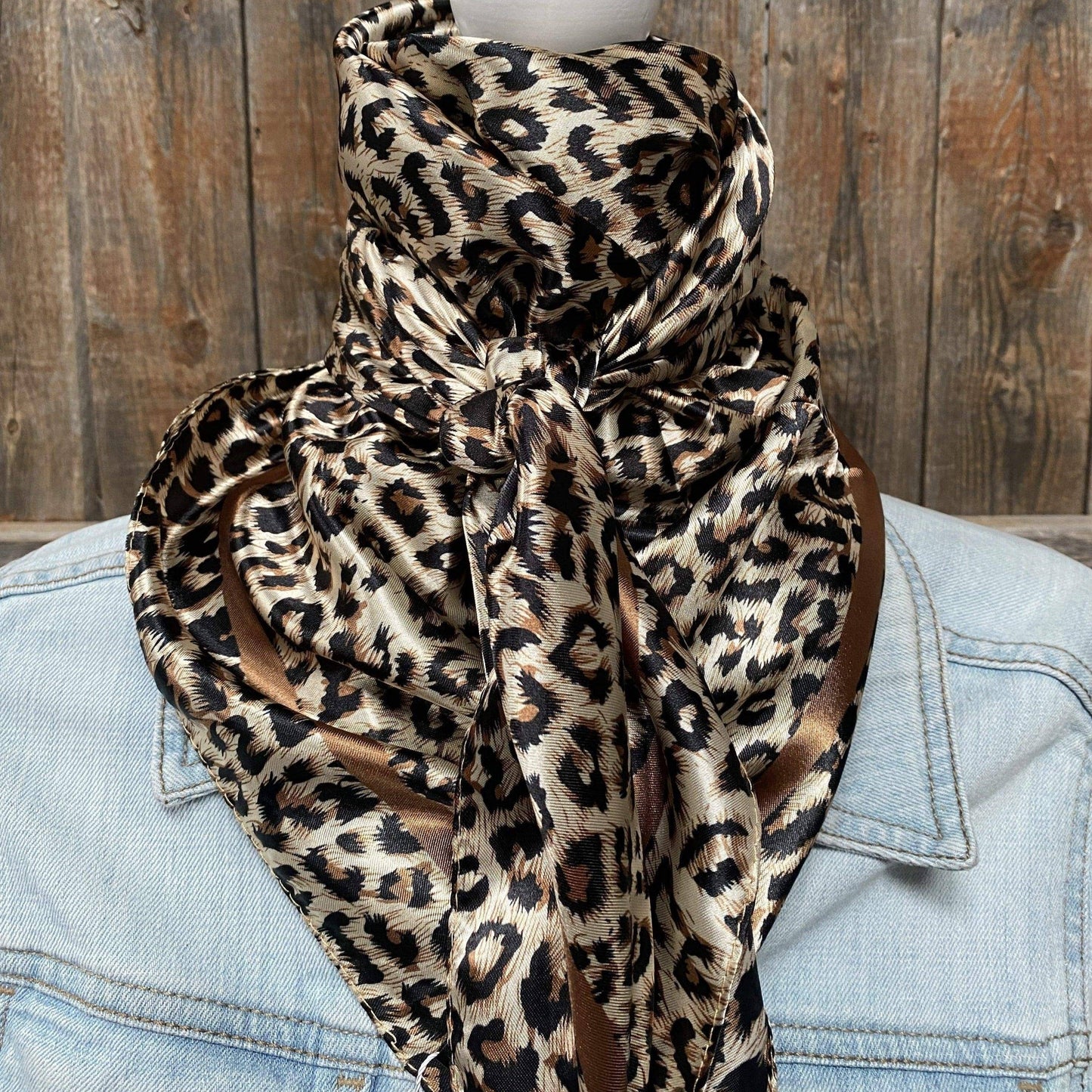 35X35" Tan Leopard Wild Rag/Scarf WR168