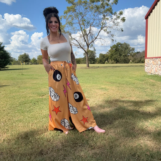 Dicey Moves Wide-leg Pants