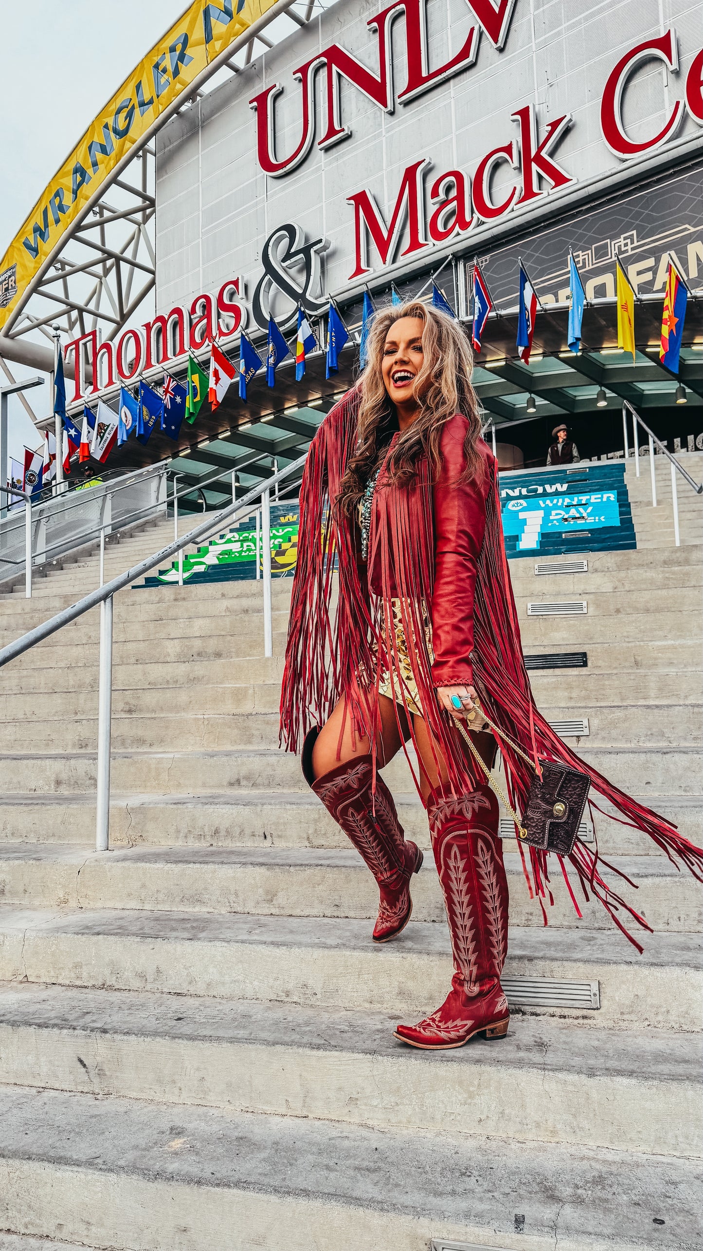 The Hannah Mae Red Fringe Leather Jacket (Regular & Plus Size)