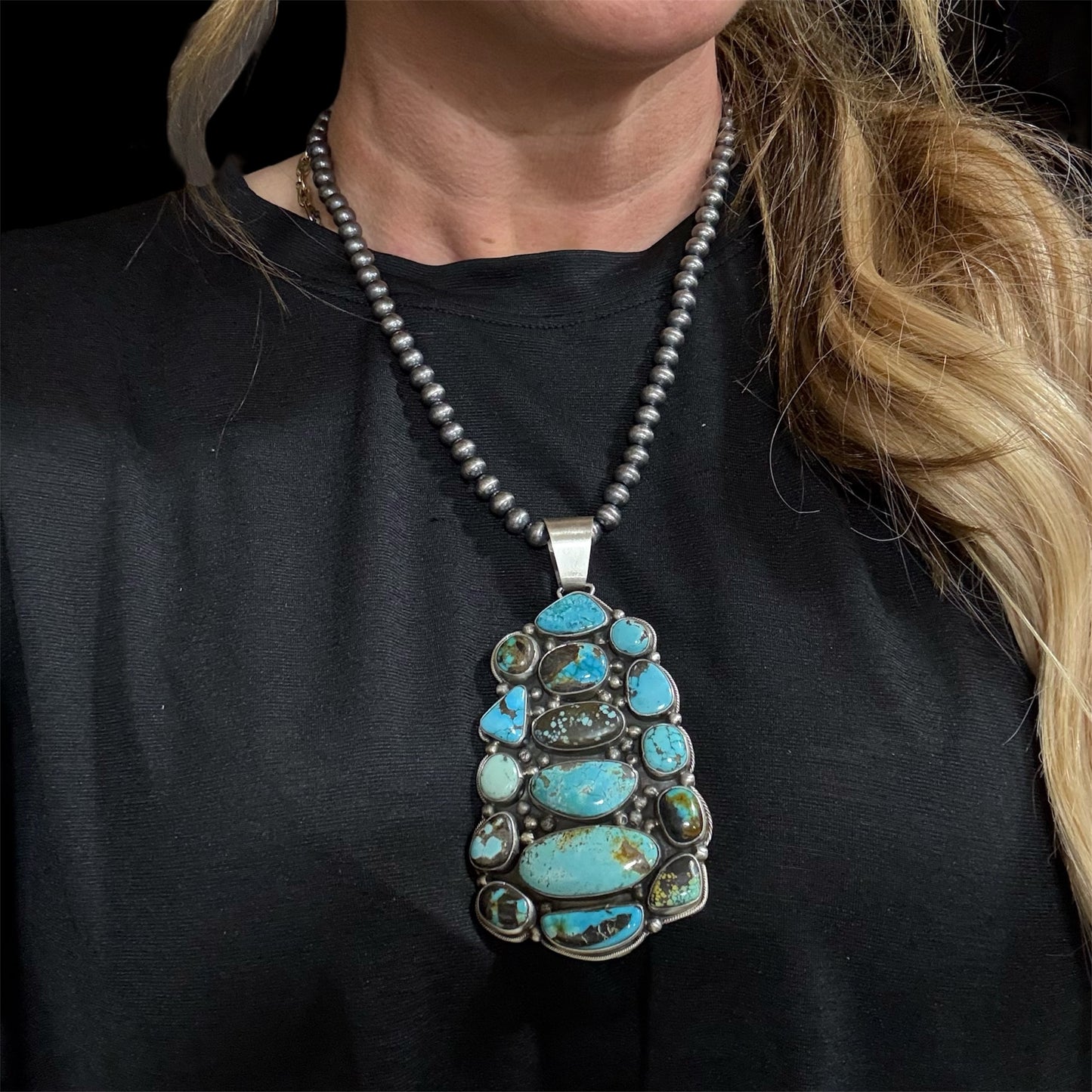 Mixed Turquoise Cluster Pendant by Ella Peters