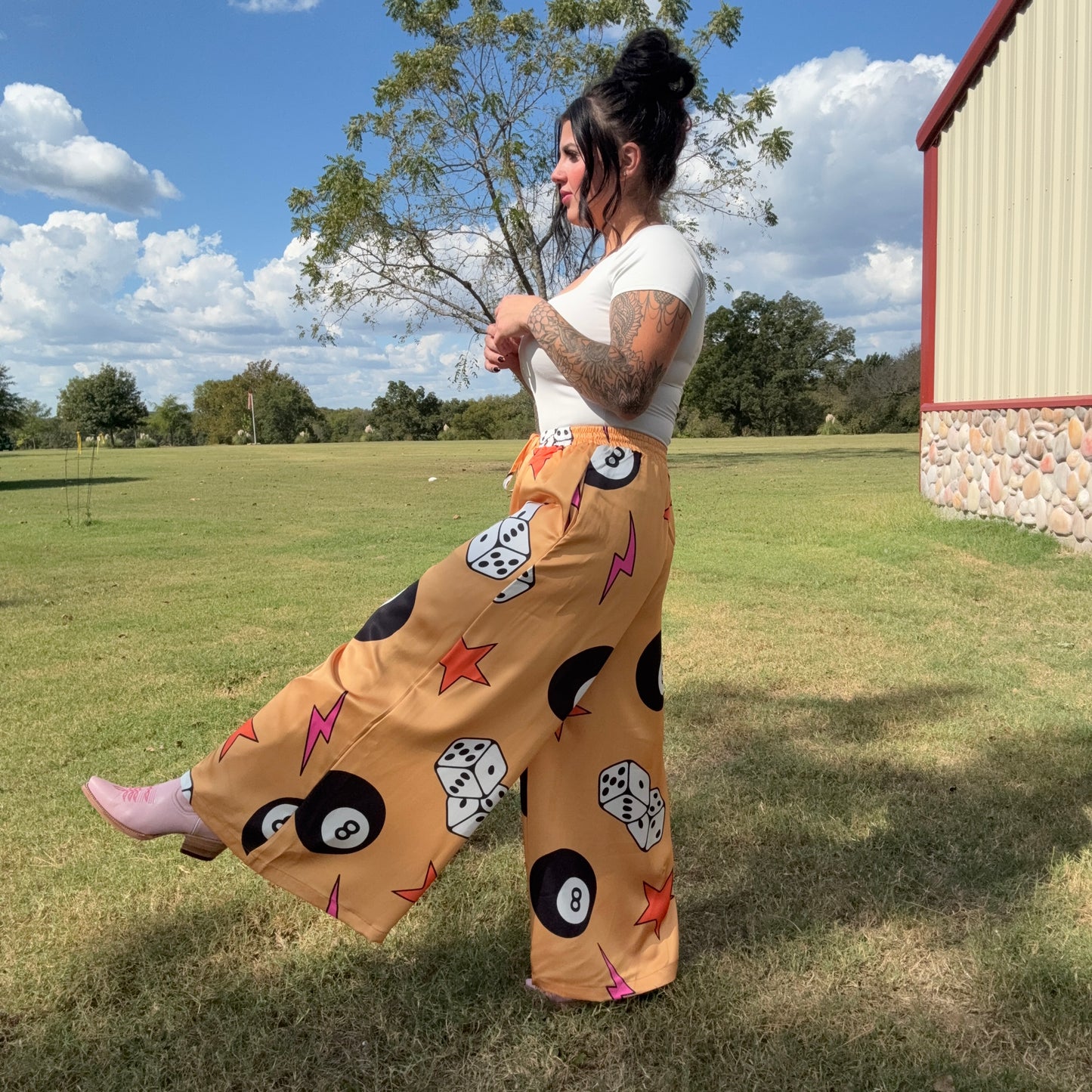 Dicey Moves Wide-leg Pants