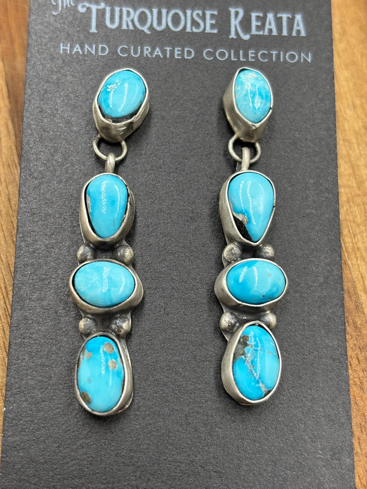 Turquoise Drop Earrings by Ella Peters, Navajo