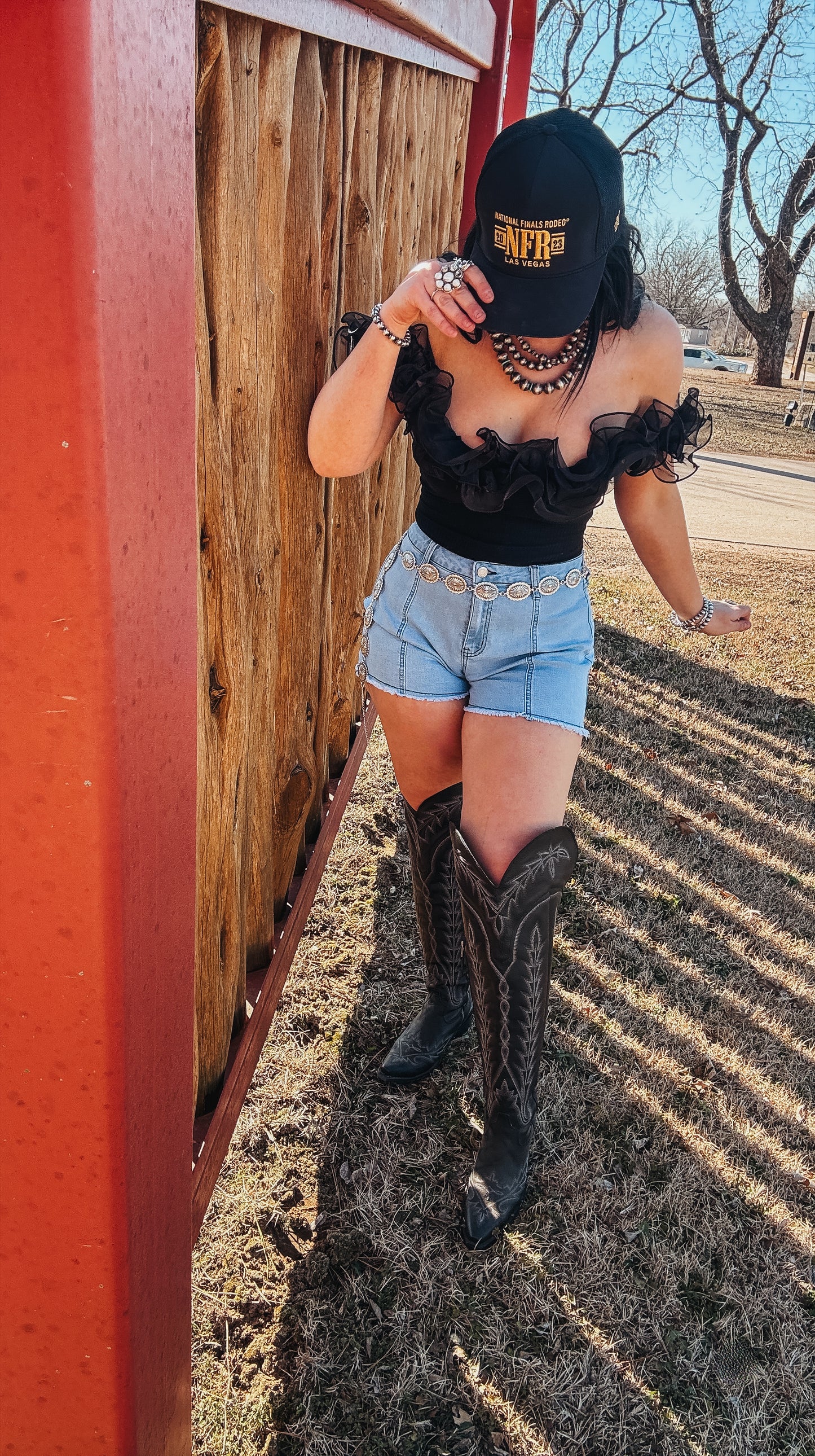 Effie Ruffle Bodysuit in Black