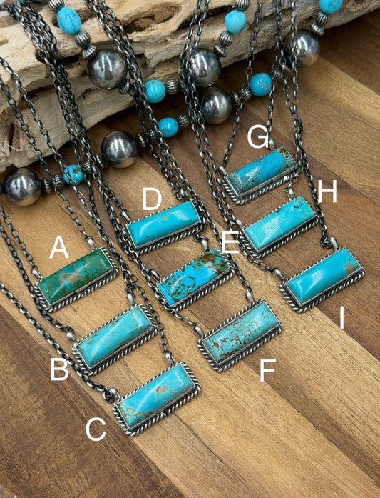 16” Kingman Bar Necklaces by Johnny Dixon, Navajo
