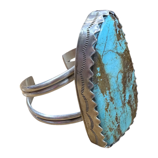 Turquoise Stone Statement Cuff by Danny Hinnio