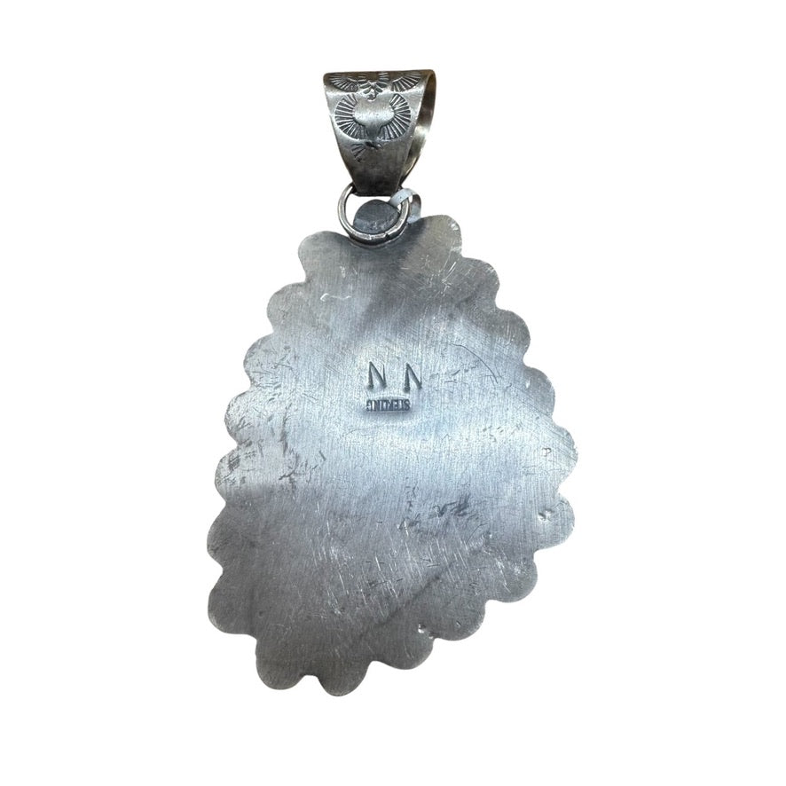 White Buffalo and Turquoise Pendant by Ned Nez