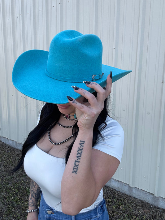 The Trailblazer – 4X Neon Turquoise Cowboy Hat (Unisex)