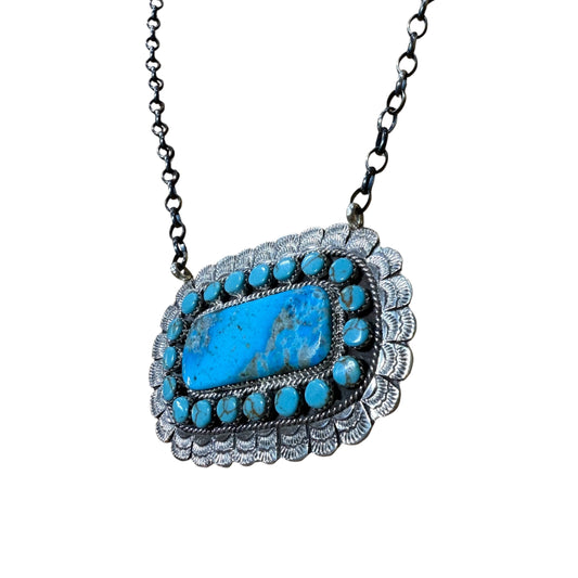 Rectangle Turquoise Necklace By Larry Etcitty