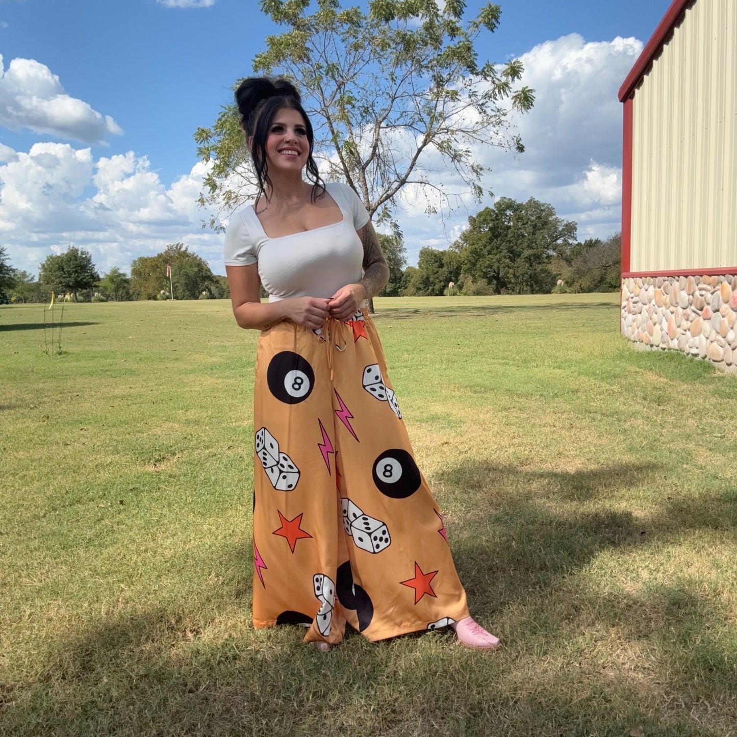 Dicey Moves Wide-leg Pants