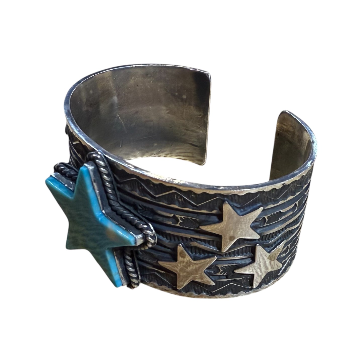 Kingman Star cuff by Sunshine Reeves, Navajo