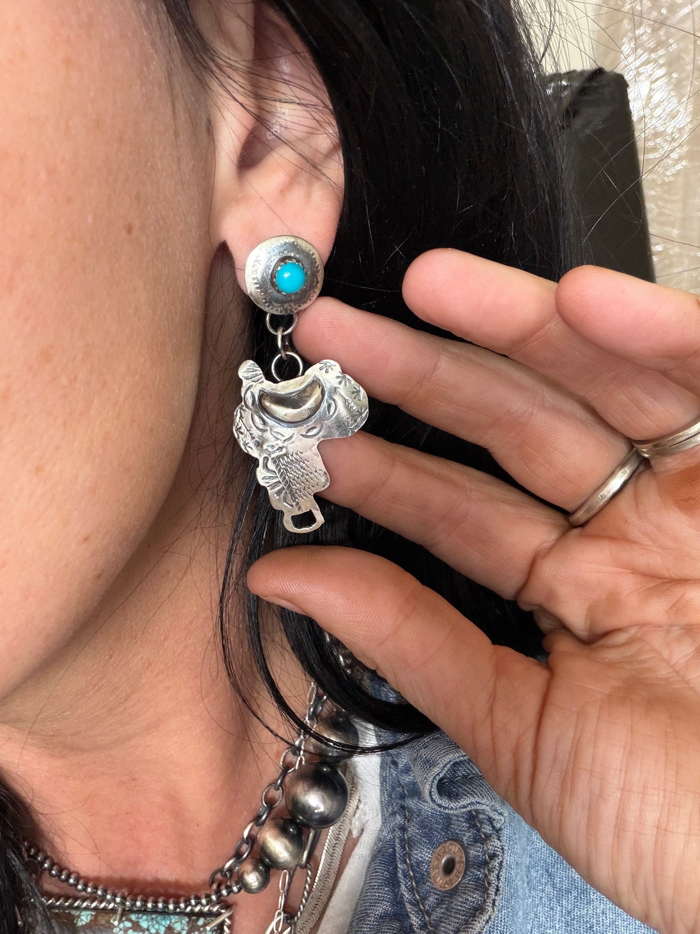 Saddle Earrings #811-12 by Gabriela Yazzie, Navajo