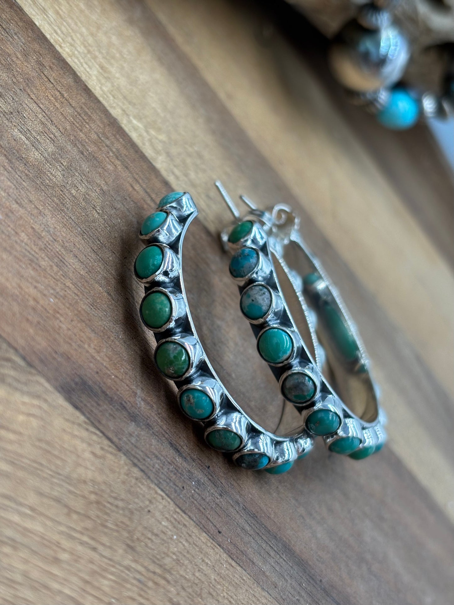 Turquoise Hoop Earrings #93 by Federico Jimenez