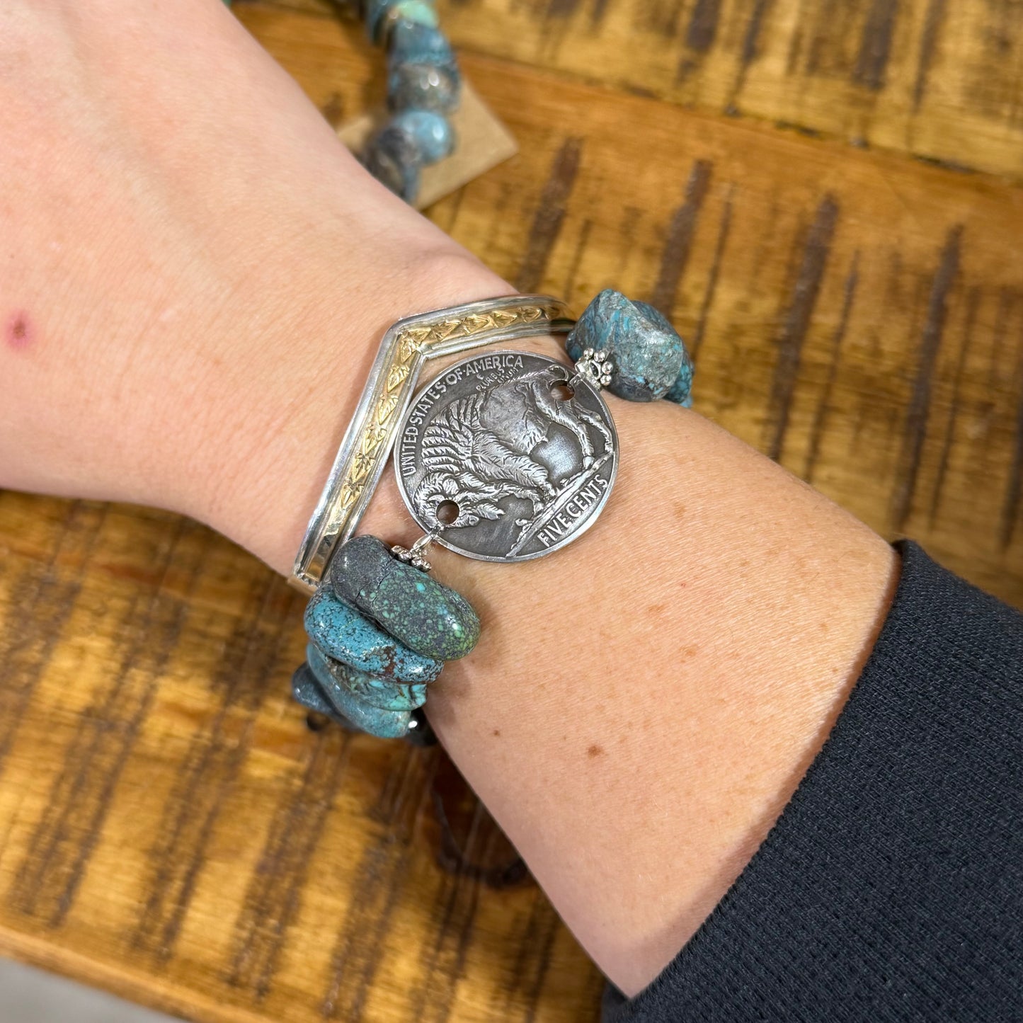 Turquoise Nugget & Buffalo Bracelet