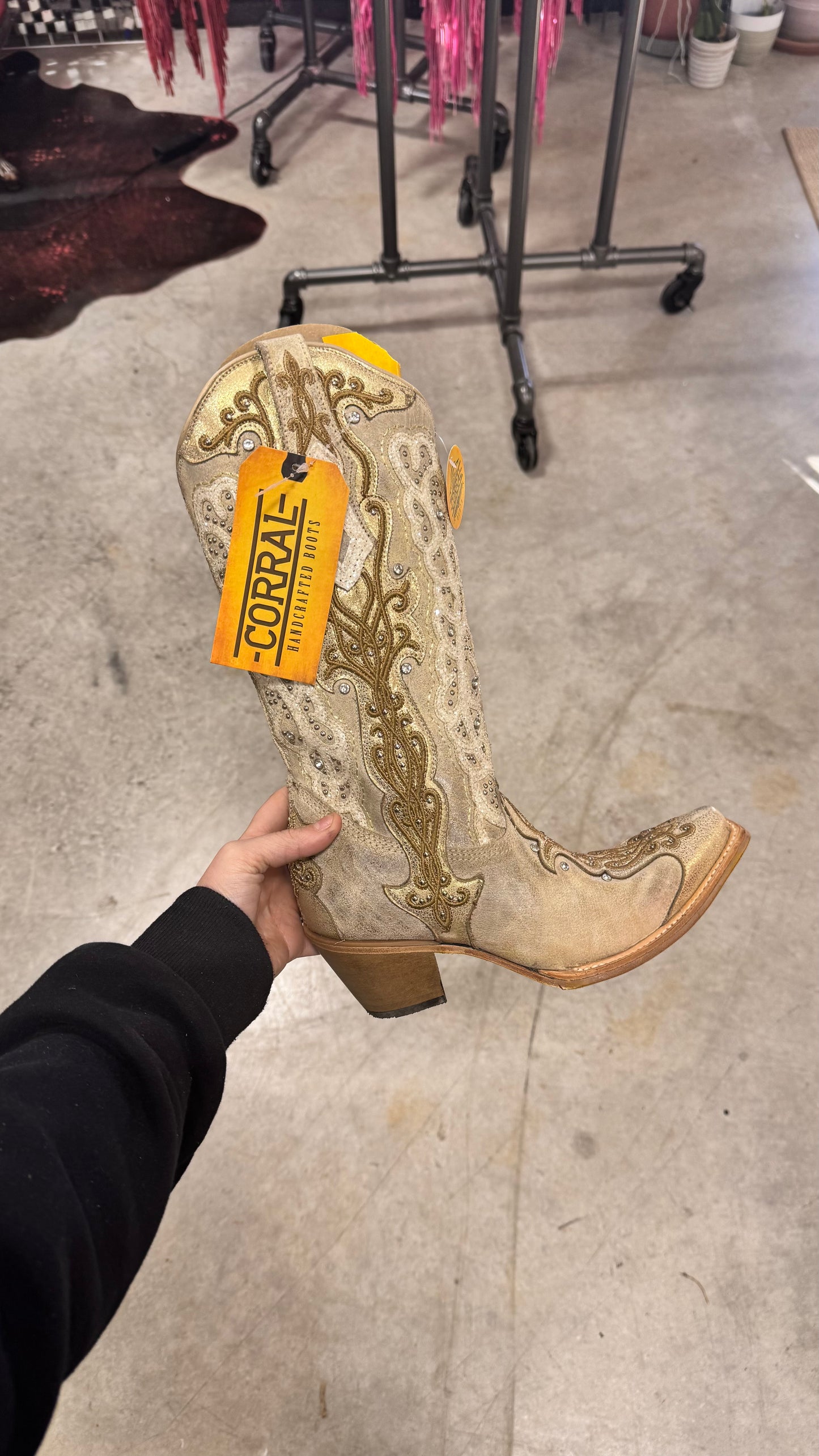 Corral Golden Bling Women's Overlay Embroidery Studs & Crystals Western Boots