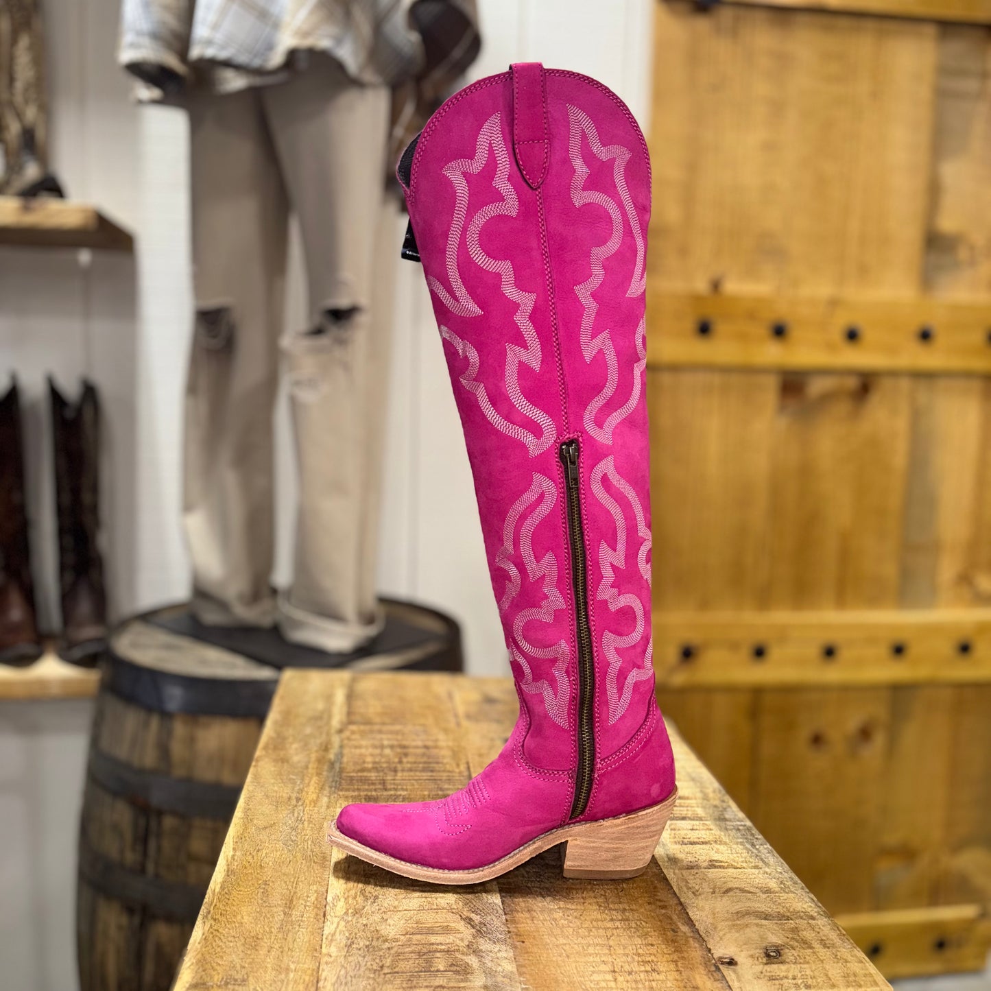 The Tootie Fruity Tall Liberty Black Womens Allyssa Nobuck Grease Fuchsia Boots
