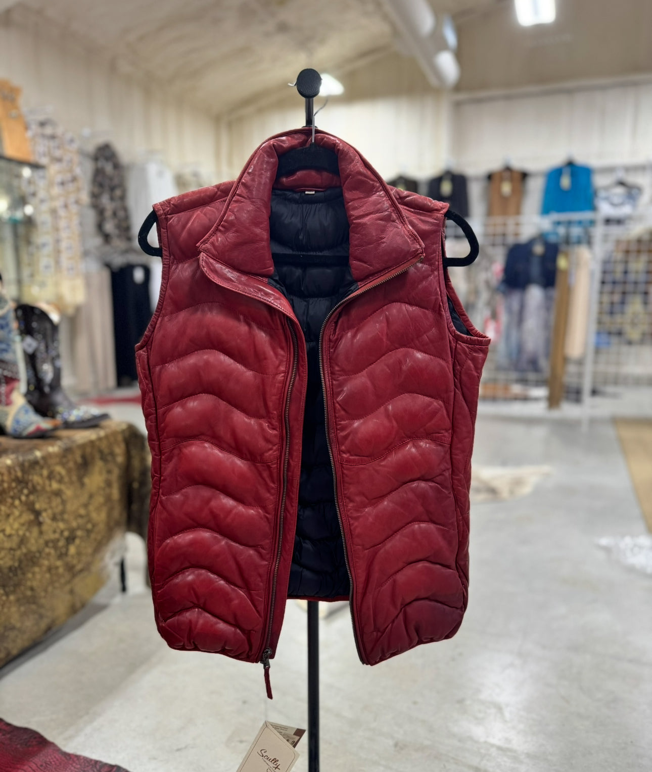The Sasha Red Leather Vest by Scully (Size L & 2XL)