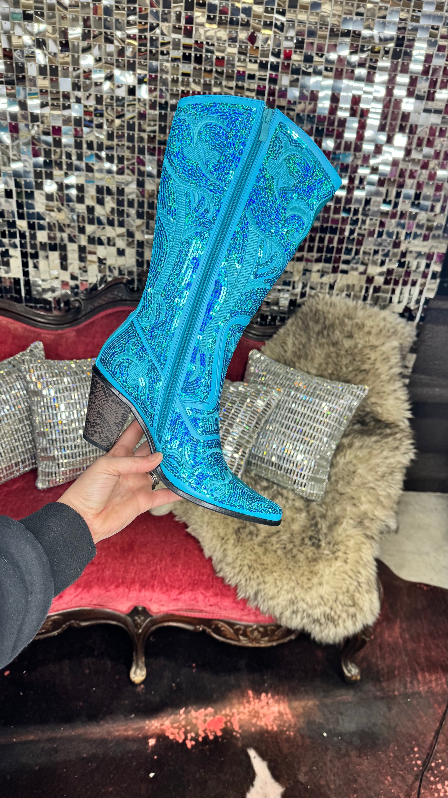 Bling Bling Baby Cowboy Boot- Turquoise
