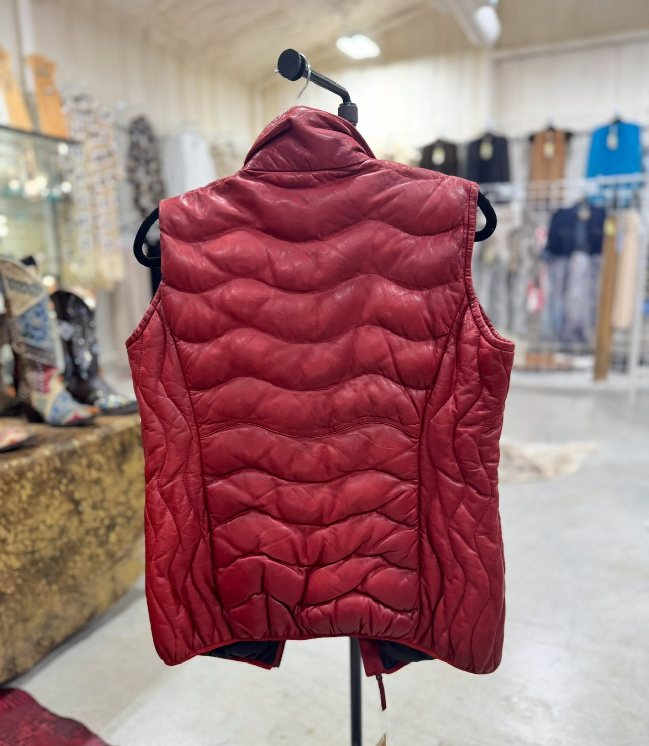 The Sasha Red Leather Vest by Scully (Size L & 2XL)