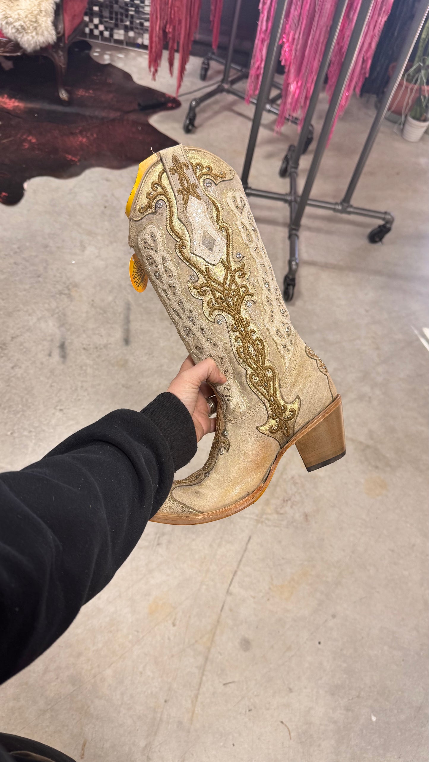 Corral Golden Bling Women's Overlay Embroidery Studs & Crystals Western Boots