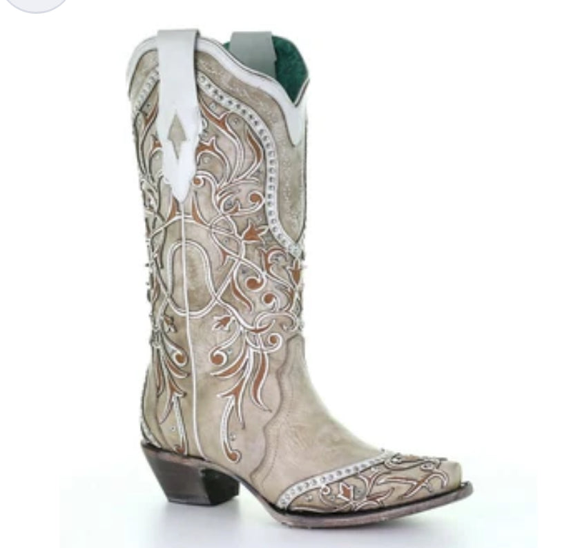 Corral Wildwood White Embroidery Boots Sizes 6.5, 7.5