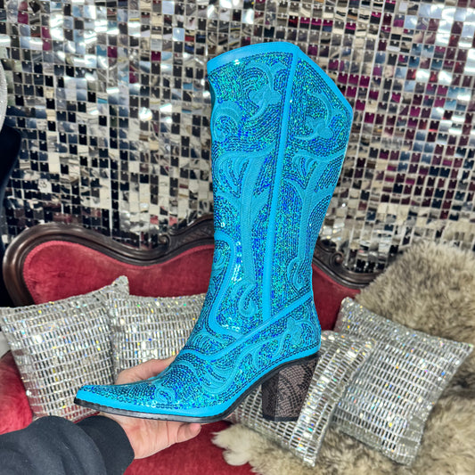 Bling Bling Baby Cowboy Boot- Turquoise