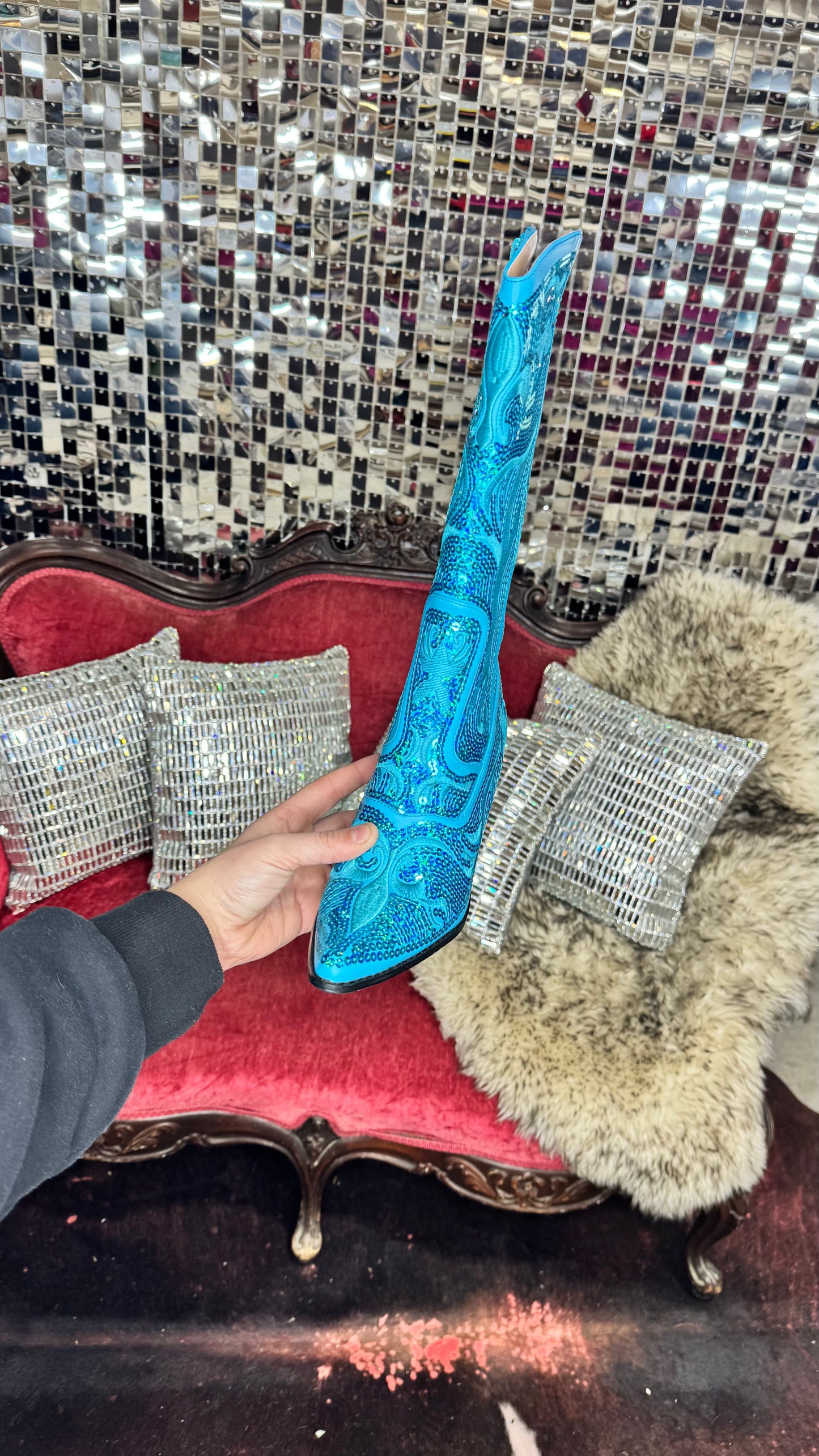 Bling Bling Baby Cowboy Boot- Turquoise