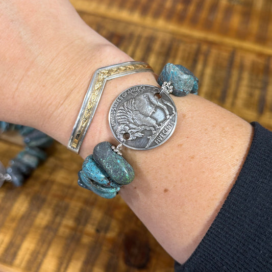Turquoise Nugget & Buffalo Bracelet