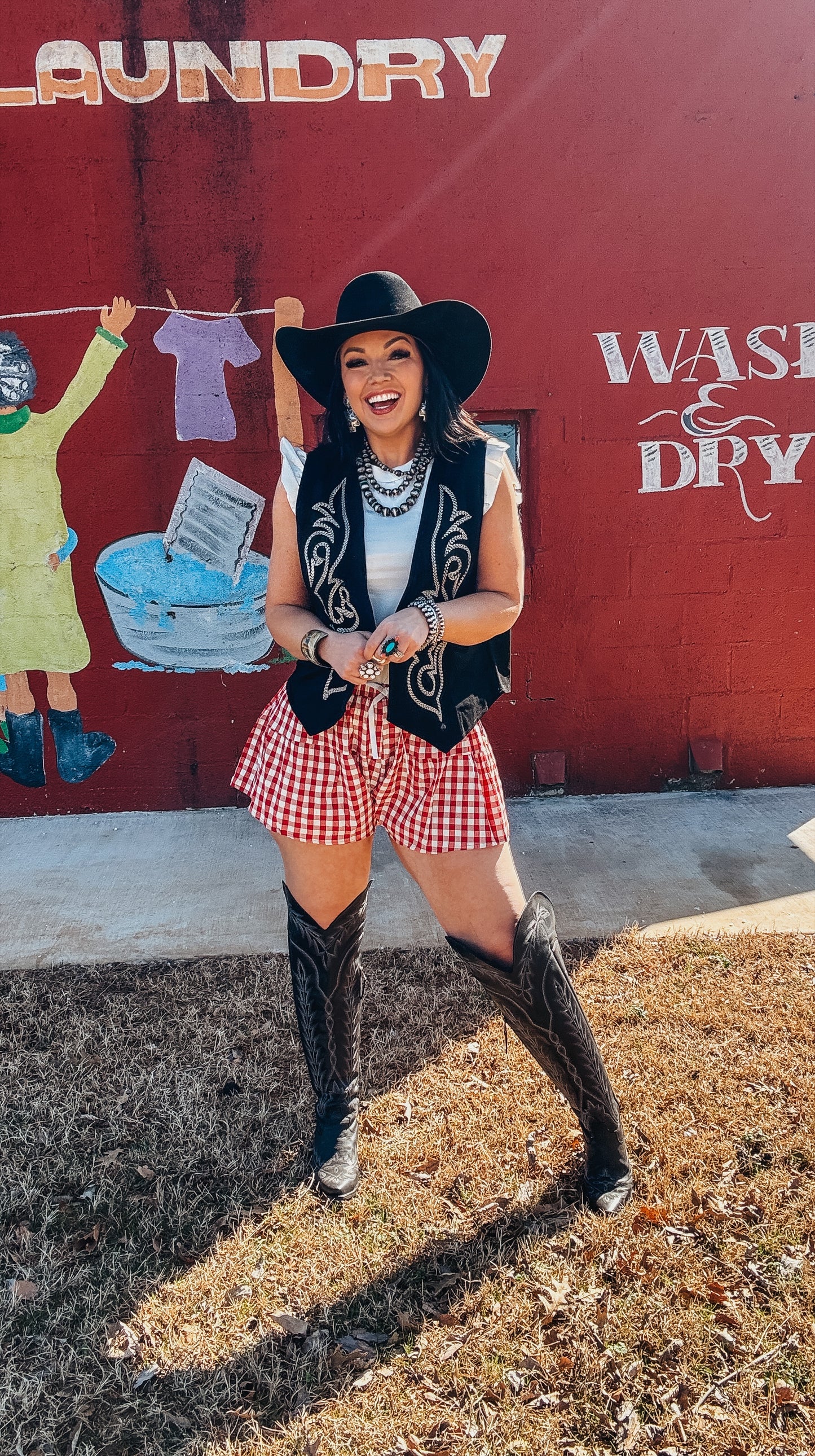 The Bobbie Black Boot Stitch Vest