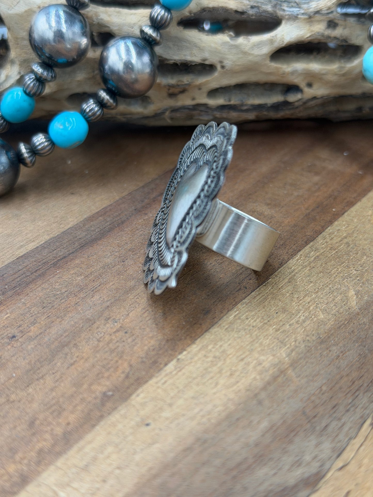 Heart Ring #831-2 Size Adjustable by Leander Tahe, Navajo