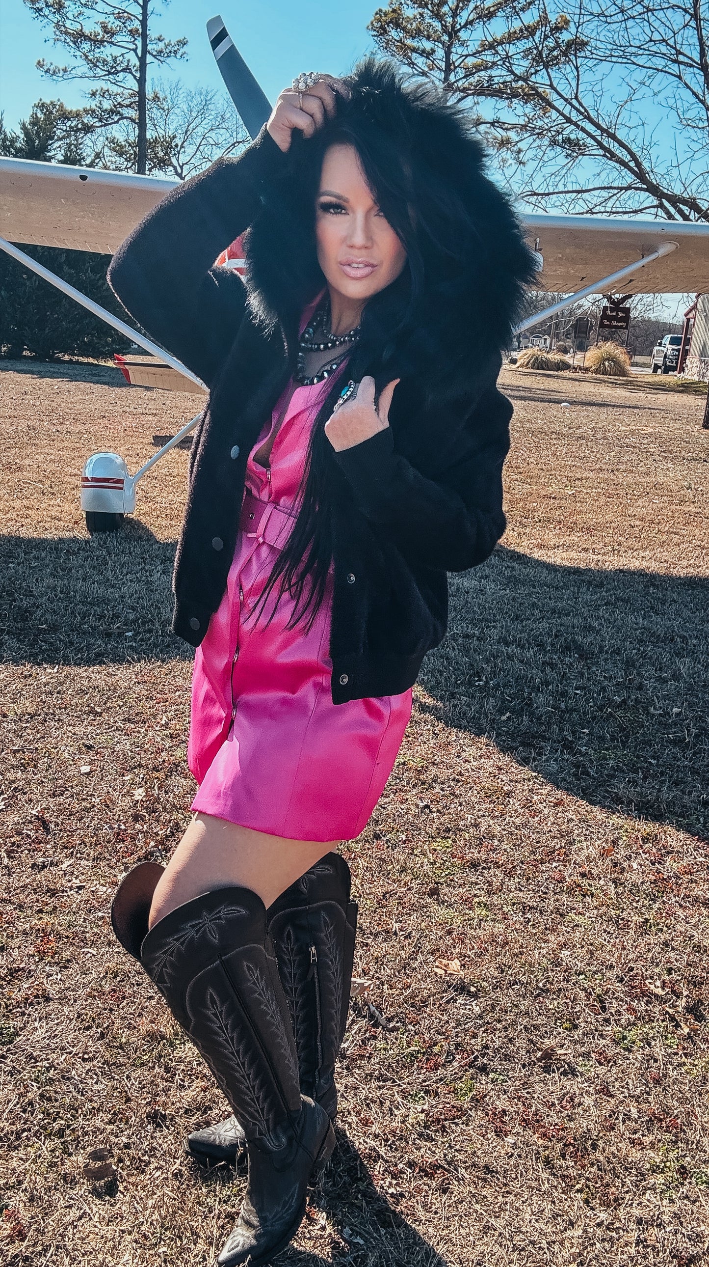 The Kali Fur Hooded Wool Jacket