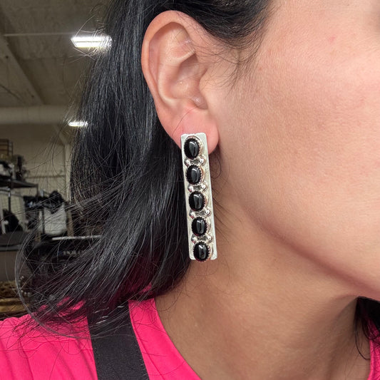 Black Onyx #911-2 Earrings by Jody Tsosie, Navajo