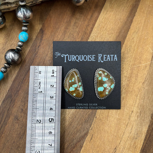Mine #8 Turquoise #911-3 Stud Earrings by Chassity Belone, Navajo