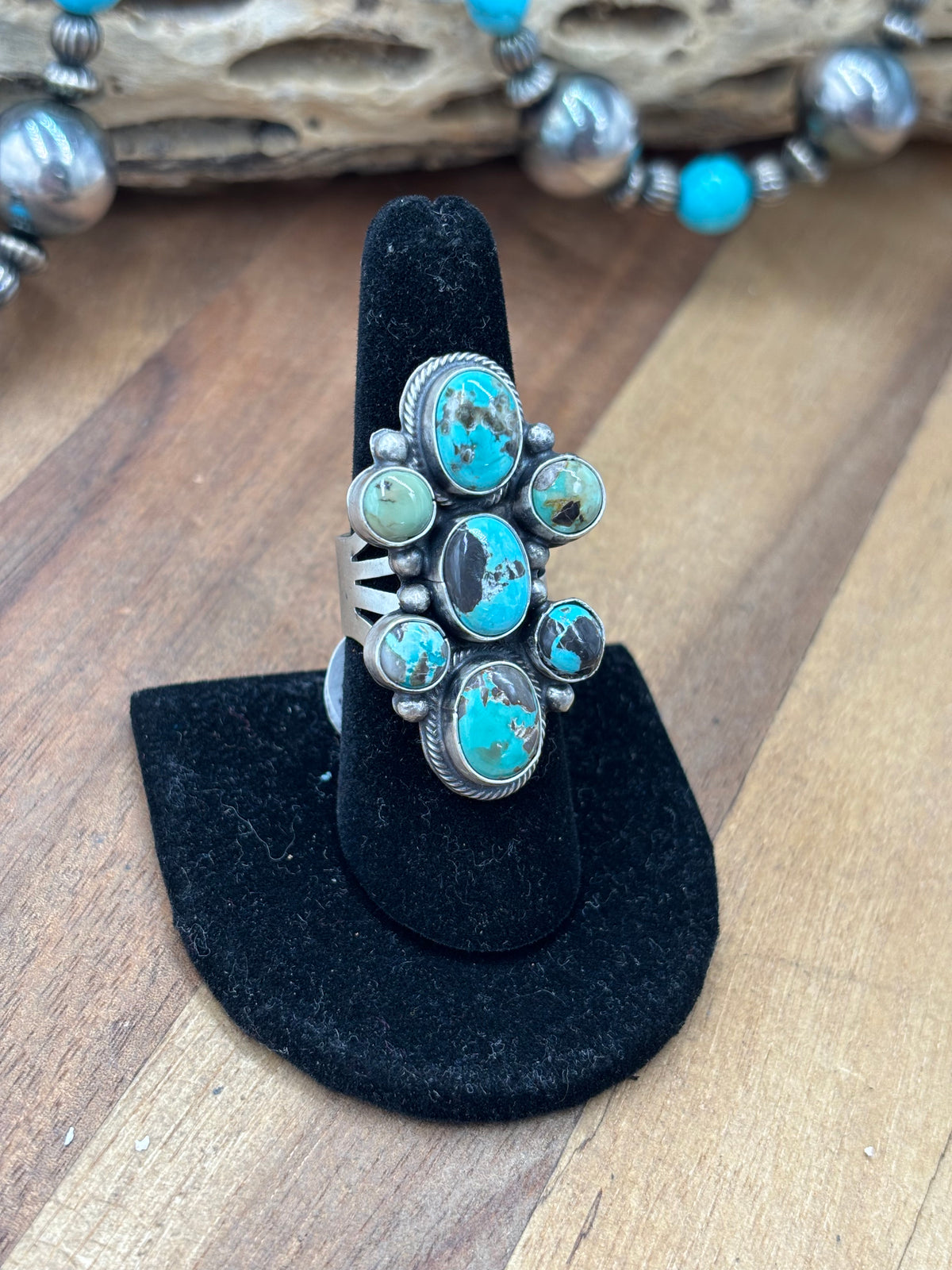 Blacjack #911-12 Size 8 Ring by Sharon Francisco, Navajo